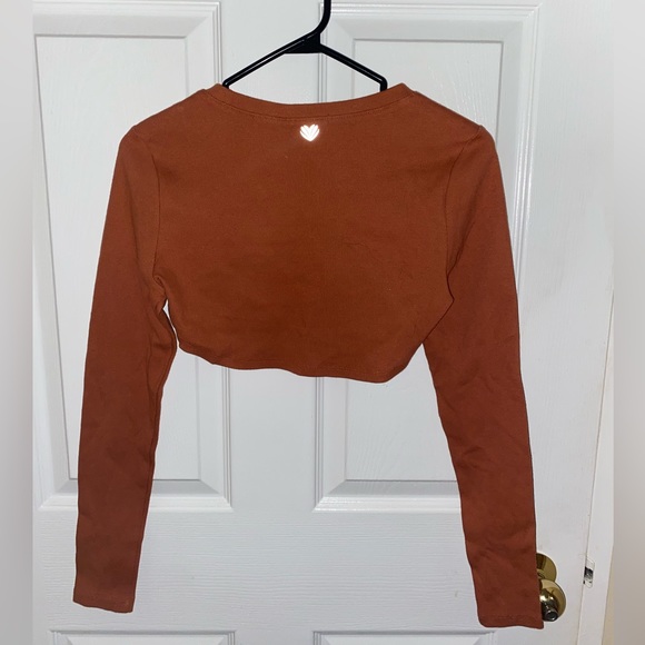FOREVER 21 Brown Cropped Shirt With Reflective Logo - Picture 3 of 4